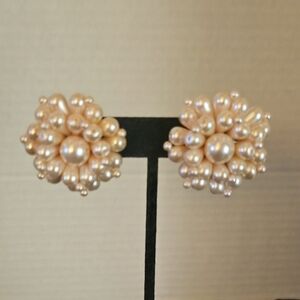 Vintage Faux Pearl Costume Clip On Earrings